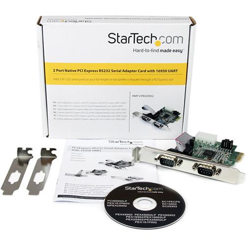 StarTech 2-Port RS-232 Serial PCIe Adapter Card with 16950 UART