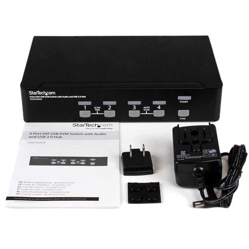 StarTech 4-Port DVI USB KVM Switch with Audio and USB 2.0 Hub