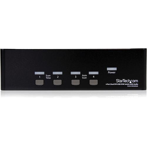 StarTech 4-Port Dual DVI 2.0 USB Hub KVM Switch with Audio