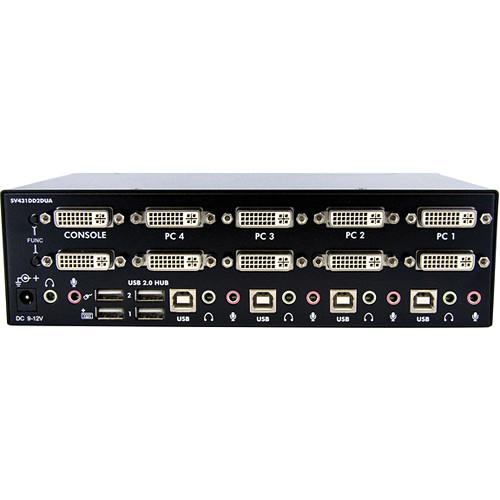 StarTech 4-Port Dual DVI 2.0 USB Hub KVM Switch with Audio
