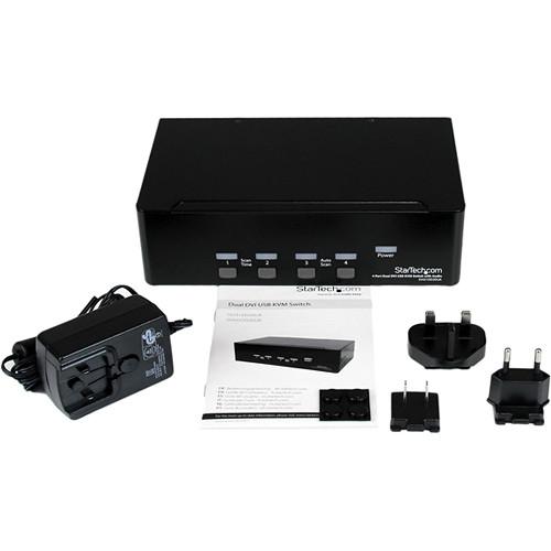 StarTech 4-Port Dual DVI 2.0 USB Hub KVM Switch with Audio