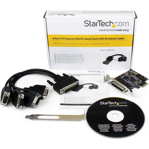 StarTech 4-Port RS-232 PCIe Serial Card with Breakout Cable