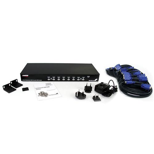 StarTech 8-Port 1U Rackmount USB KVM Switch Kit with OSD and Cables
