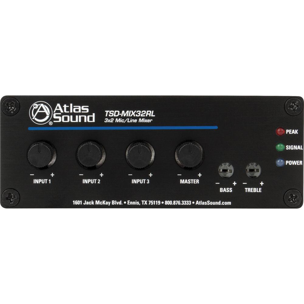 Atlas Sound TSD-MIX32RL 3x2 Stereo Line Mixer, Atlas, Sound, TSD-MIX32RL, 3x2, Stereo, Line, Mixer