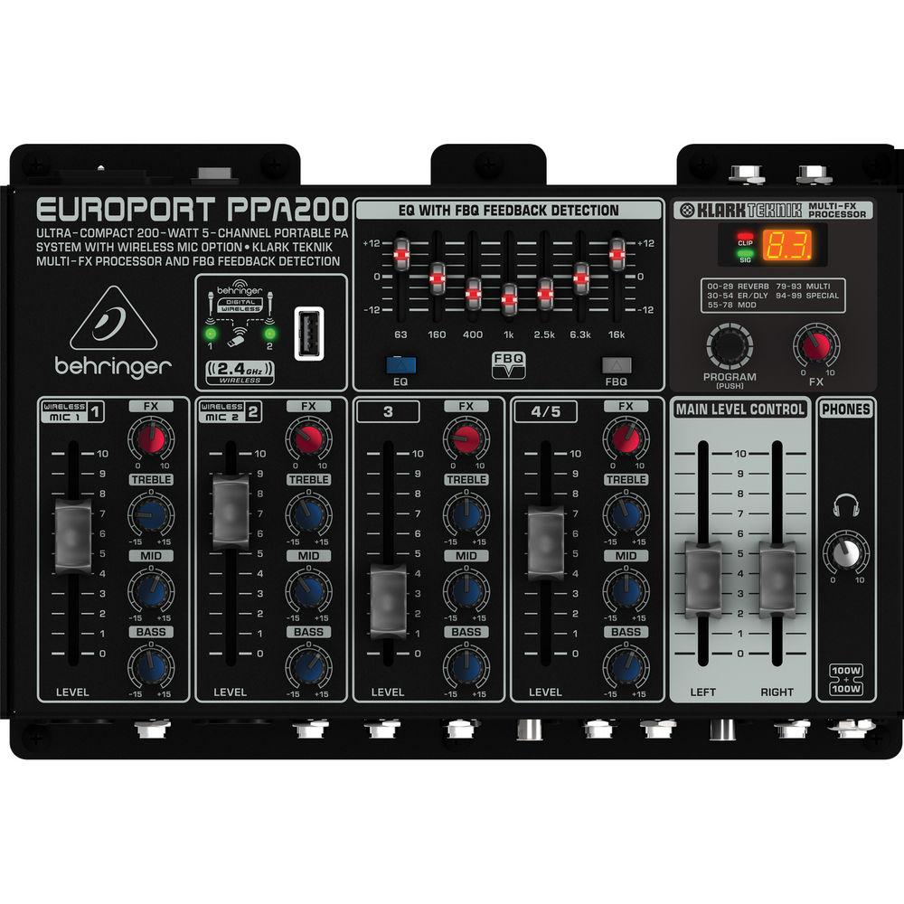 Behringer EUROPORT PPA200 - 200W 5-Channel Portable PA System with Wireless Option