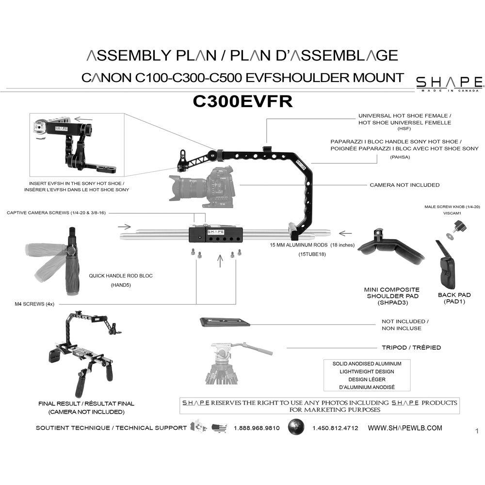 SHAPE Canon C100 C300 C500 EVF Shoulder Mount