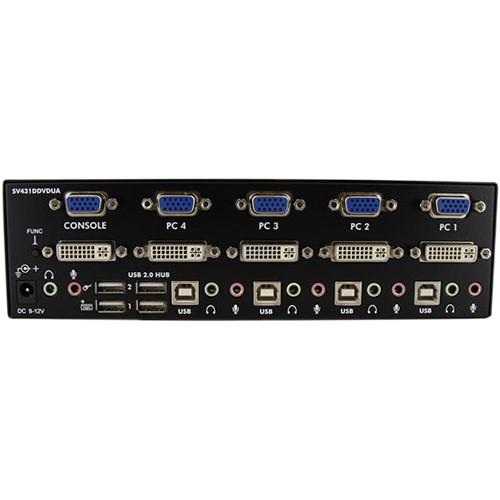 StarTech 4-Port DVI VGA Dual Monitor KVM Switch with Audio & USB Hub