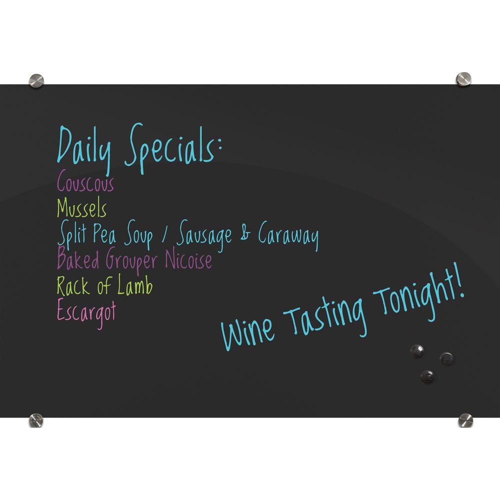 Balt Visionary Black Magnetic Glass Dry Erase Whiteboard
