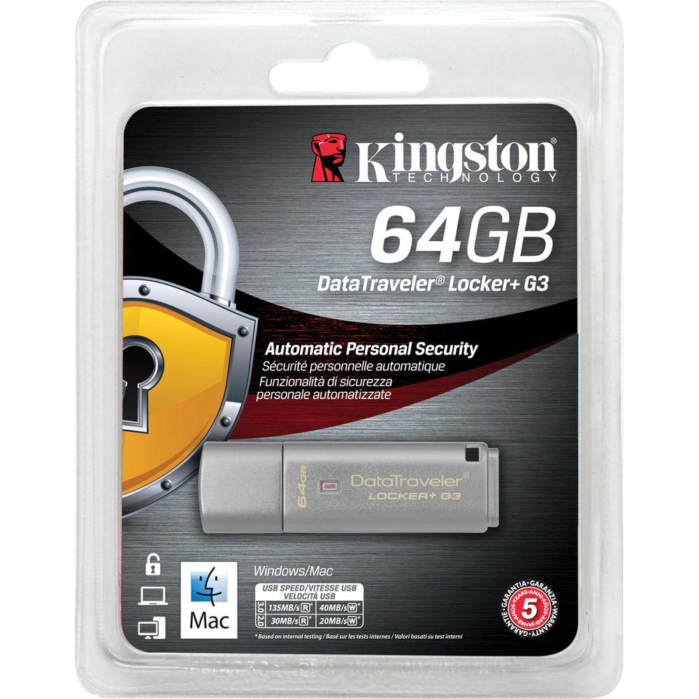 Kingston 64GB DataTraveler Locker G3 USB 3.0 Flash Drive