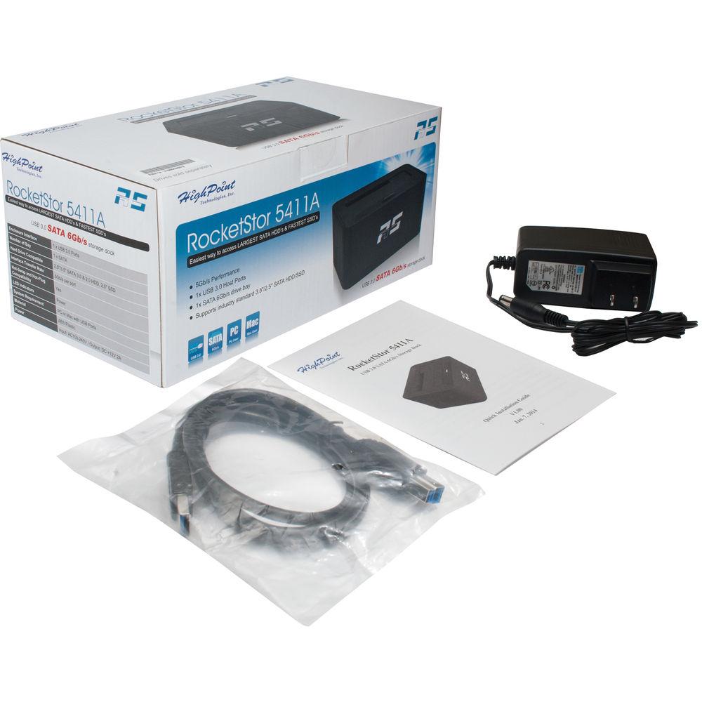 HighPoint RocketStor 5411A USB 3.1 Gen 1 to SSD SATA Hard Drive Docking Station