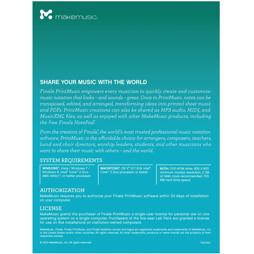MakeMusic Finale PrintMusic - Notation and Composition Software