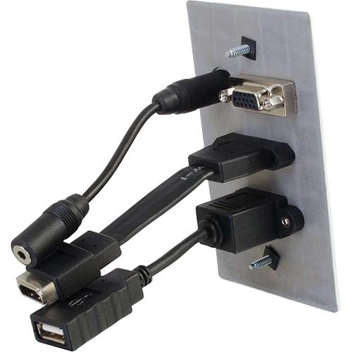 C2G HDMI, VGA, 3.5mm Audio and USB Pass Through Single Gang Wall Plate