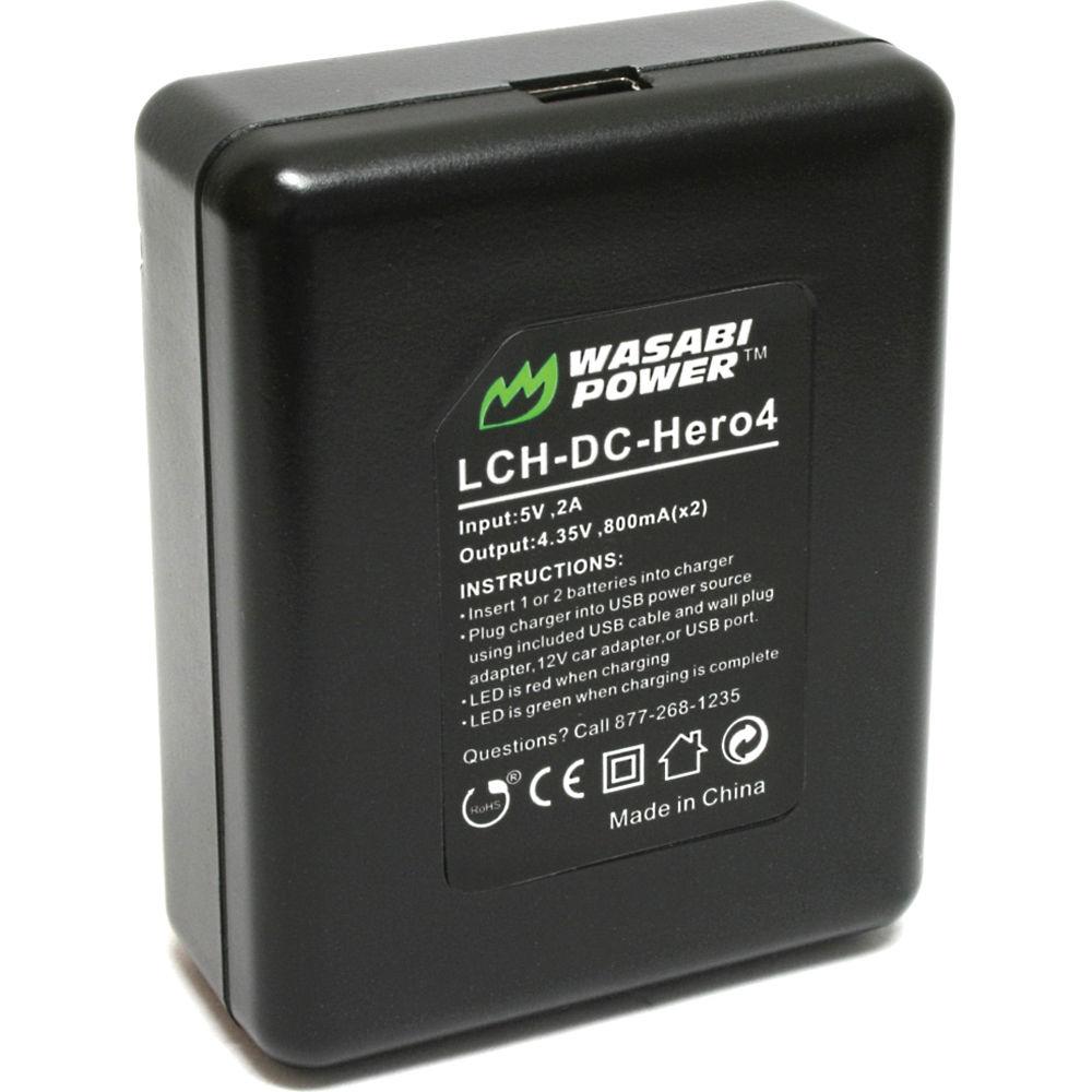 Wasabi Power Dual Charger with Two Batteries for GoPro HERO4, Wasabi, Power, Dual, Charger, with, Two, Batteries, GoPro, HERO4