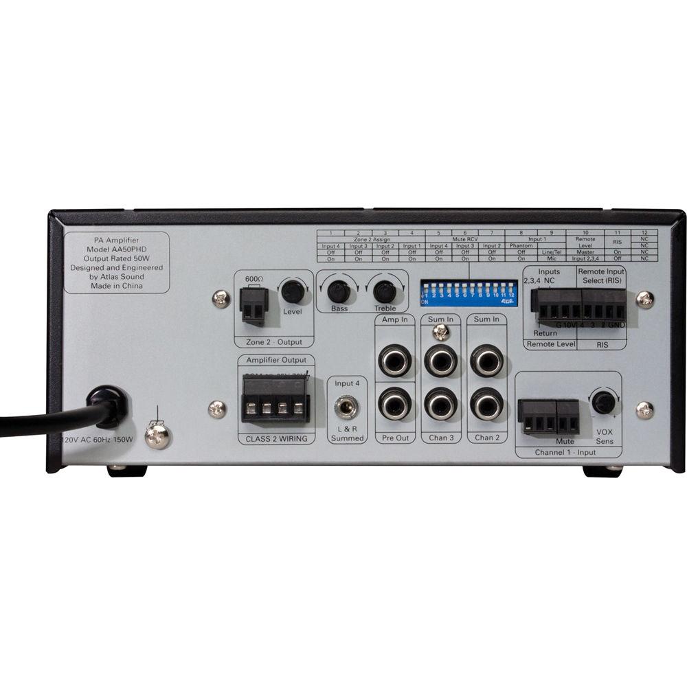 Atlas Sound AA50PHD 4-Input 50W BGM Mixer Amplifier