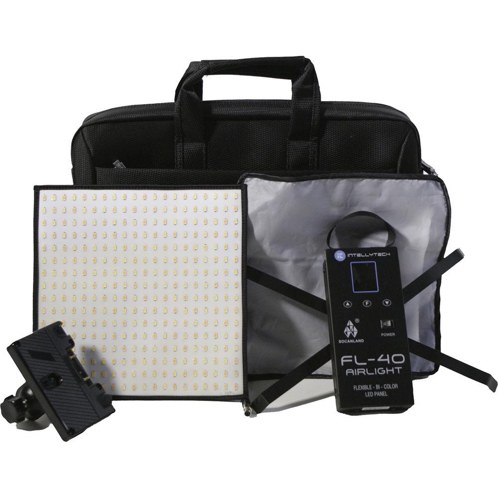 Intellytech Socanland FL-40 Airlight Bi-Color 10x10" LED Panel Kit with V-Mount Battery Plate