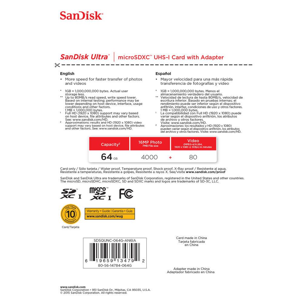 SanDisk 64GB Ultra UHS-I microSDXC Memory Card