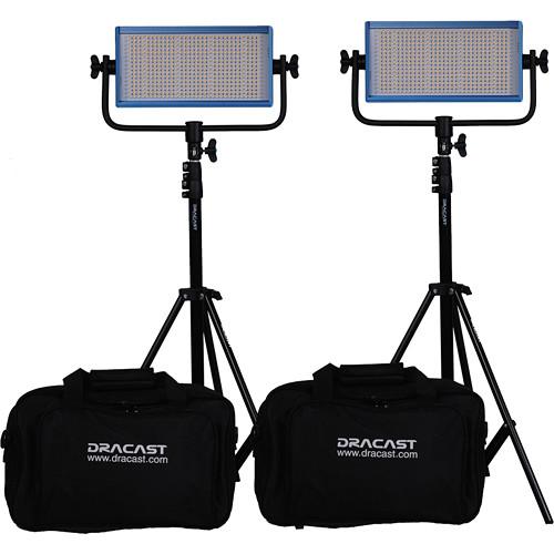 Dracast Bi-Color 3-Light Interview Kit with Gold Mount Battery Plates