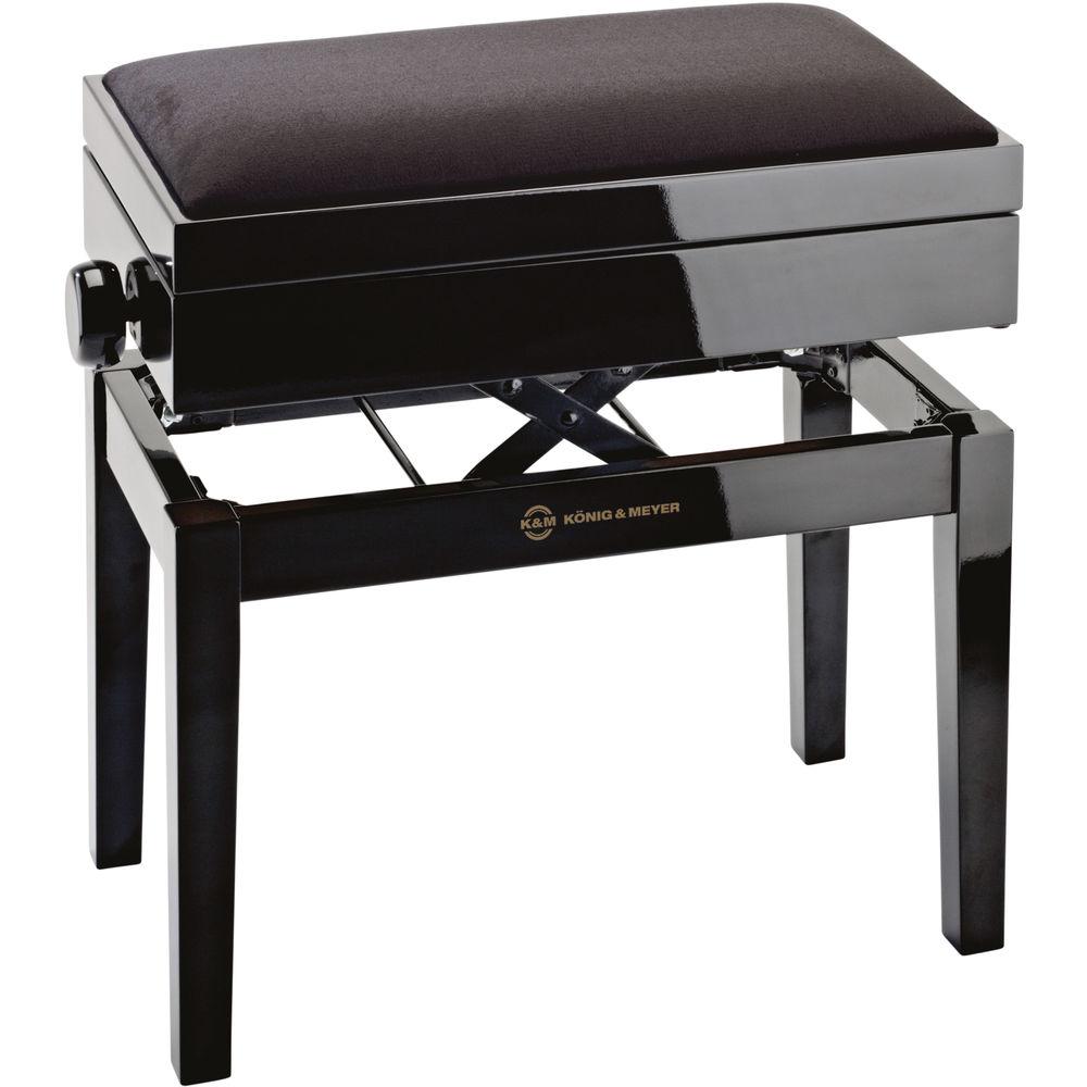 K&M Piano Bench with Sheet Music Storage & Velvet Seat Cushion