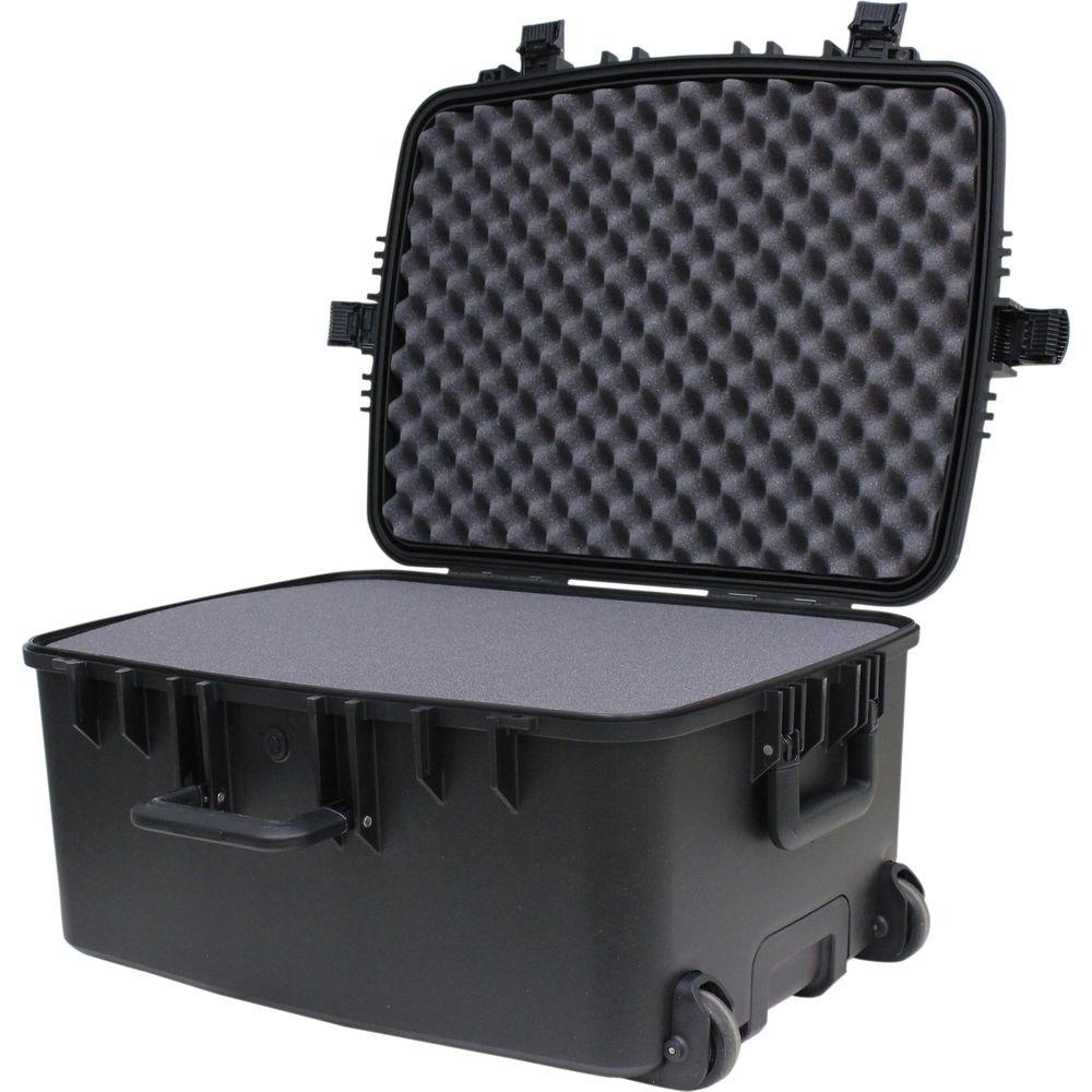 JELCO Rugged Carry Case with Wheels, Extension Handle, and DIY Customizable Foam