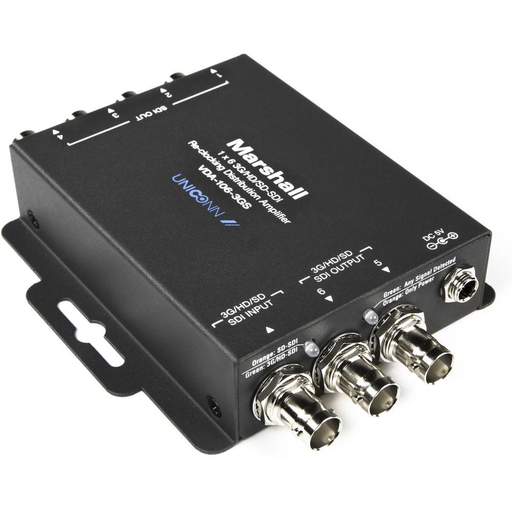 Marshall Electronics VDA-106-3GS 1x6 3G HD SD-SDI Reclocking Distribution Amplifier