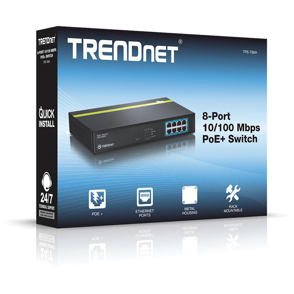 TRENDnet TPE-T80H v1.0R 10 100 Mb s 8-Port PoE Switch
