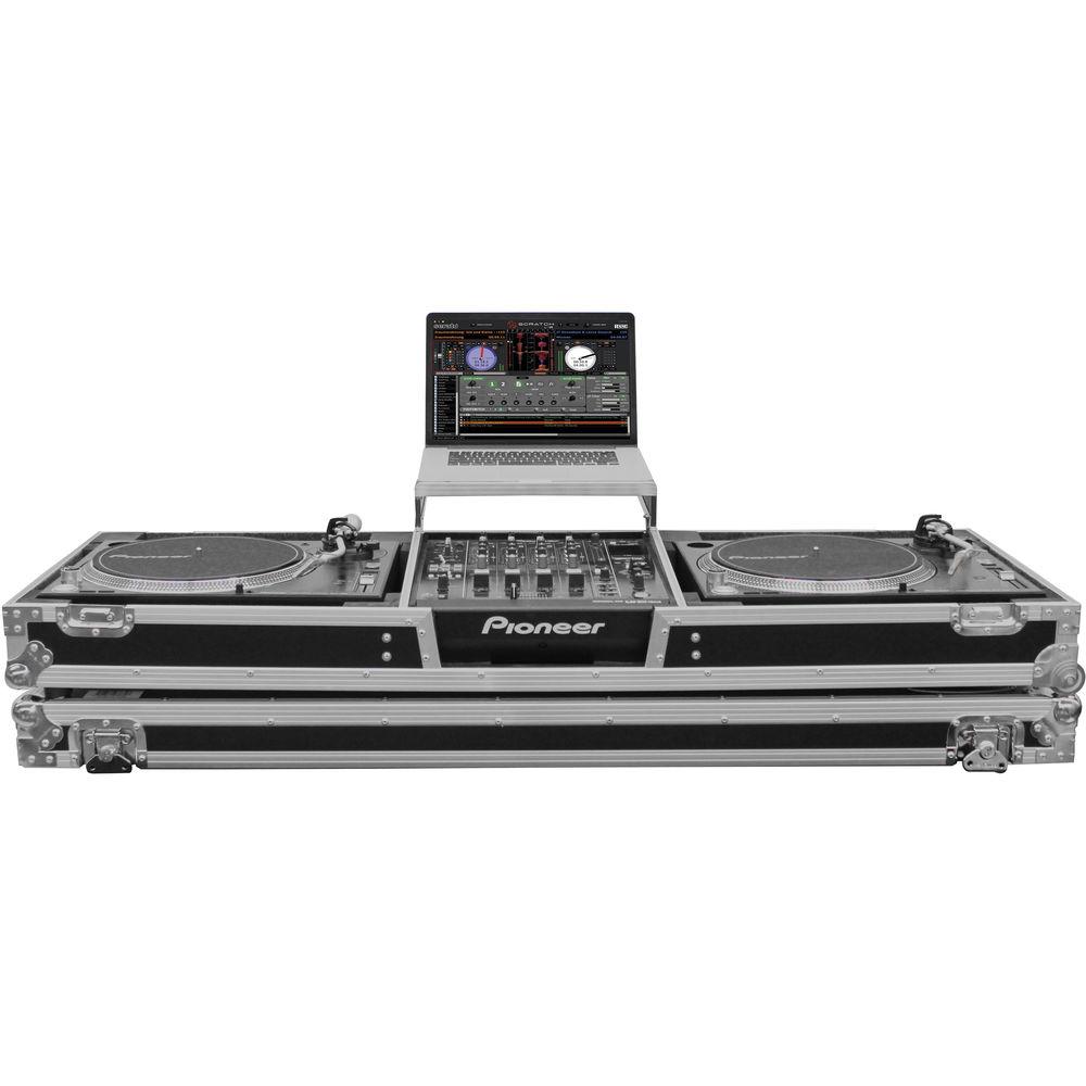 Odyssey Innovative Designs Flight Zone Low Profile Glide Style DJ Coffin for 12" Mixer, Two Turntables & Extra 2 RU