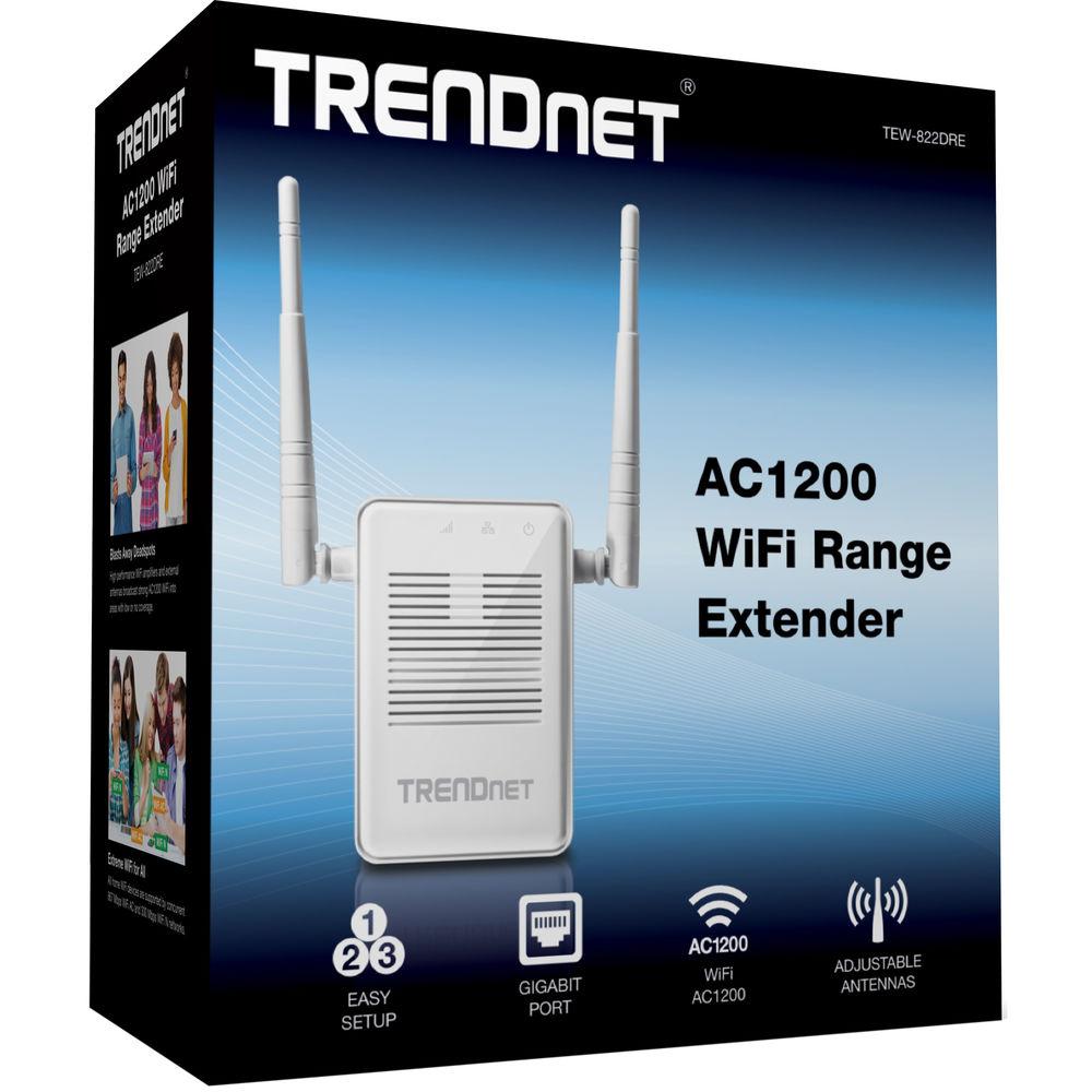 TRENDnet TEW-822DRE Wireless-AC1200 Range Extender, TRENDnet, TEW-822DRE, Wireless-AC1200, Range, Extender