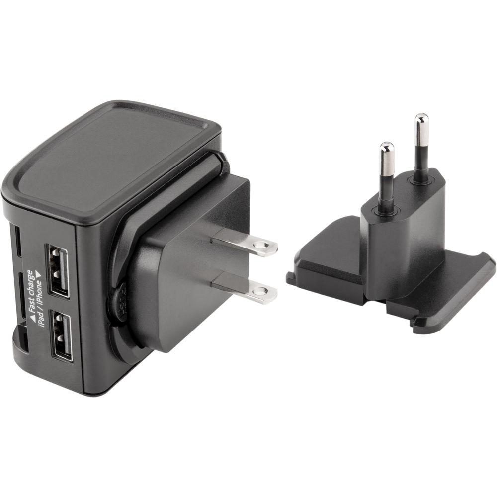 Xuma 4-Port USB Wall Charger with North American and European Adapters