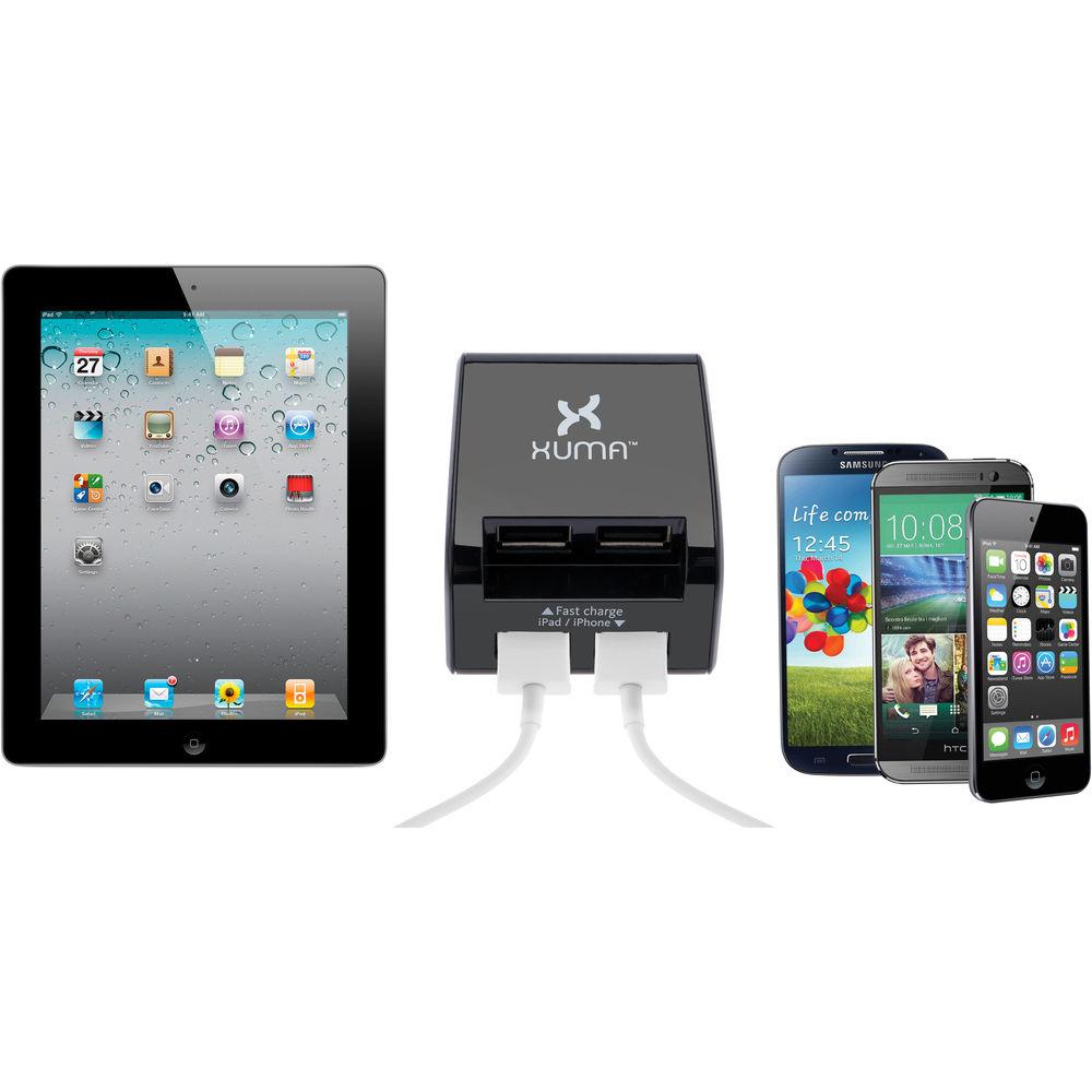 Xuma 4-Port USB Wall Charger with North American and European Adapters