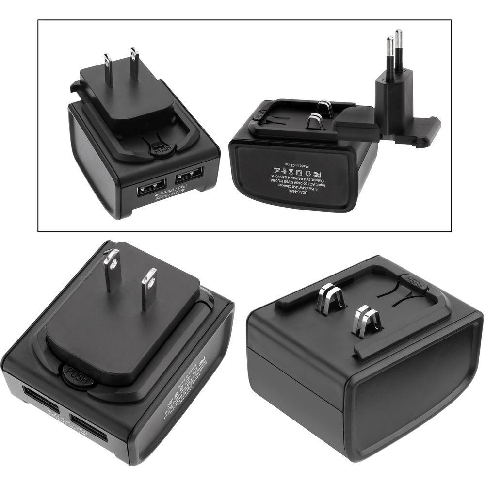 Xuma 4-Port USB Wall Charger with North American and European Adapters