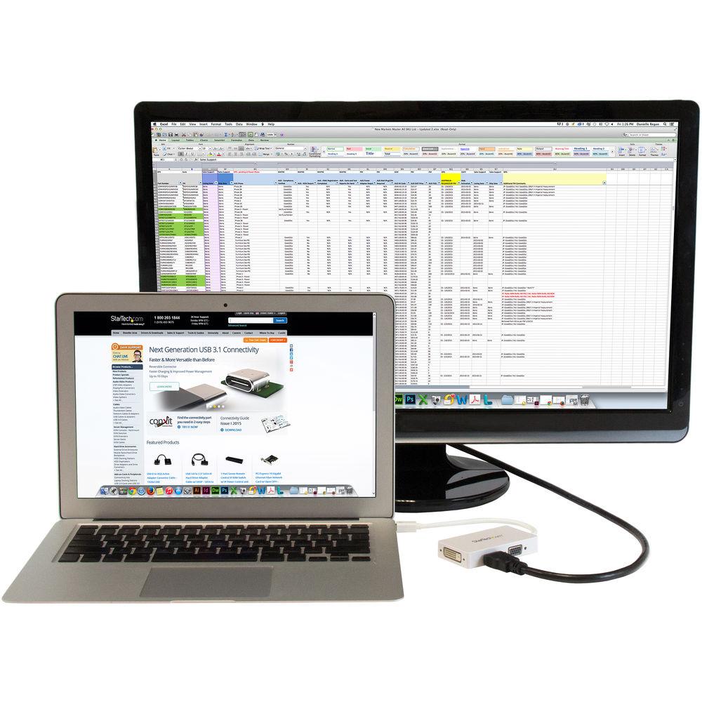 StarTech 3-in-1 Mini DisplayPort to VGA DVI HDMI Travel Converter