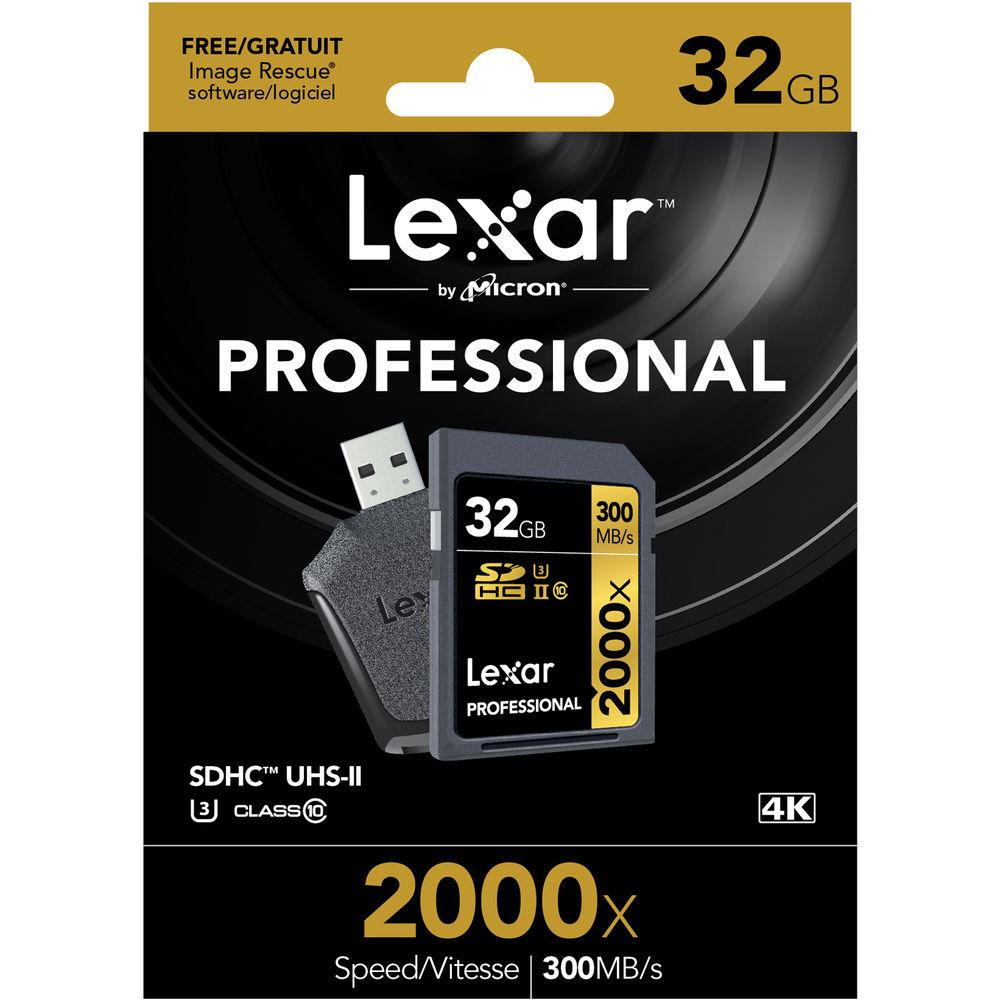 Lexar 32GB Professional 2000x UHS-II SDHC Memory Card with SD UHS-II Reader