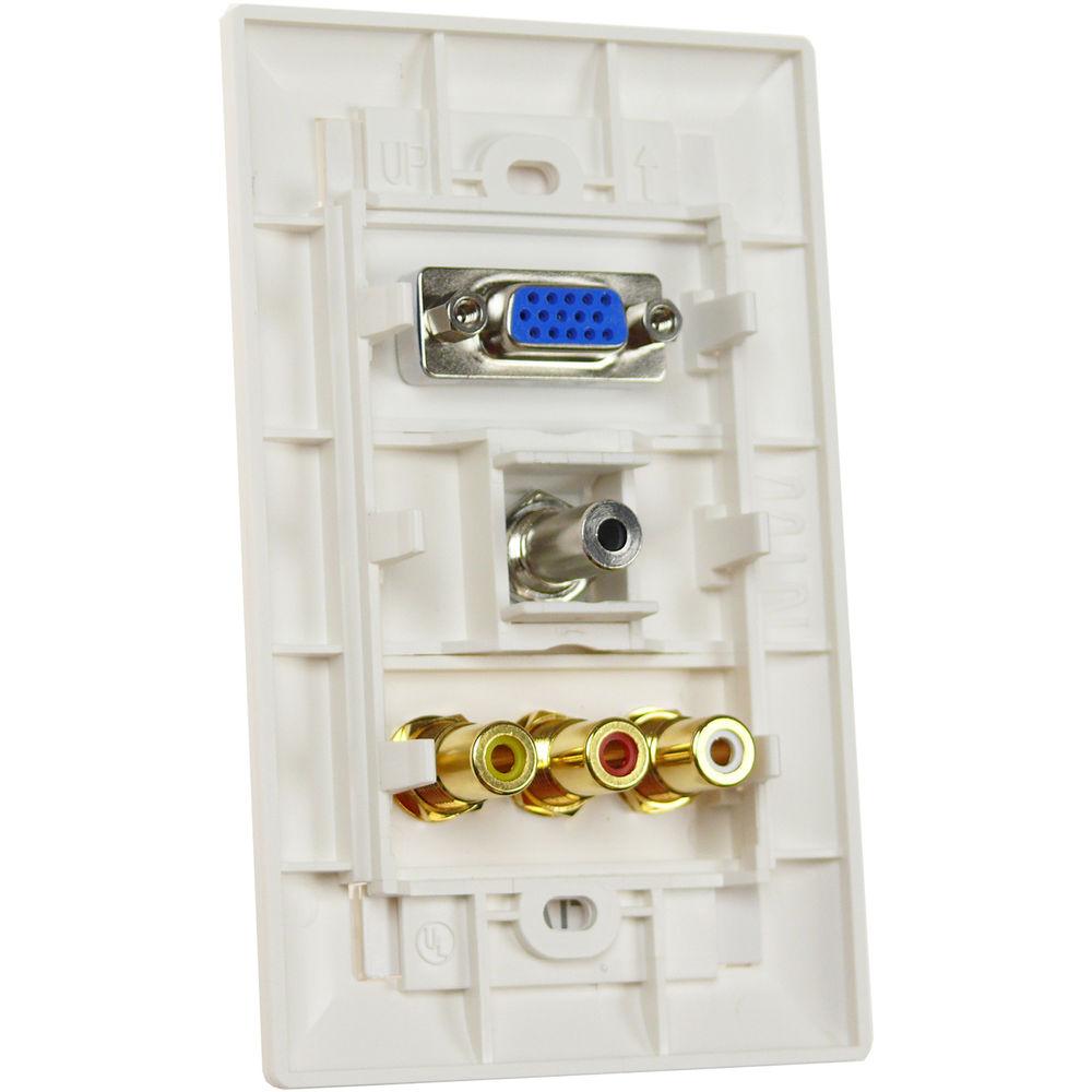 NTW Pre-Configured Customizable UniMedia Wall Plate with VGA, 1 8" Audio, Composite Video, & RCA Stereo Audio Pass-Through