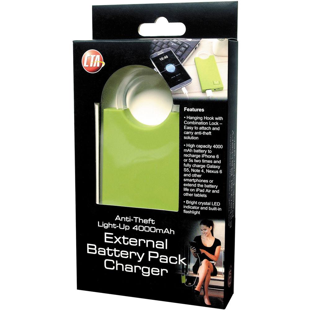 CTA Digital Anti-Theft Light-Up 4000mAh External Battery Pack Charger
