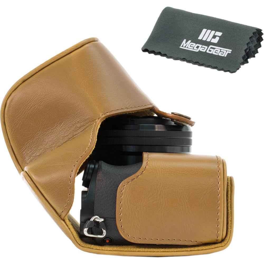 MegaGear Ever Ready PU Leather Case and Strap for Sony Alpha a5100, a5000 with 16-50mm Lens