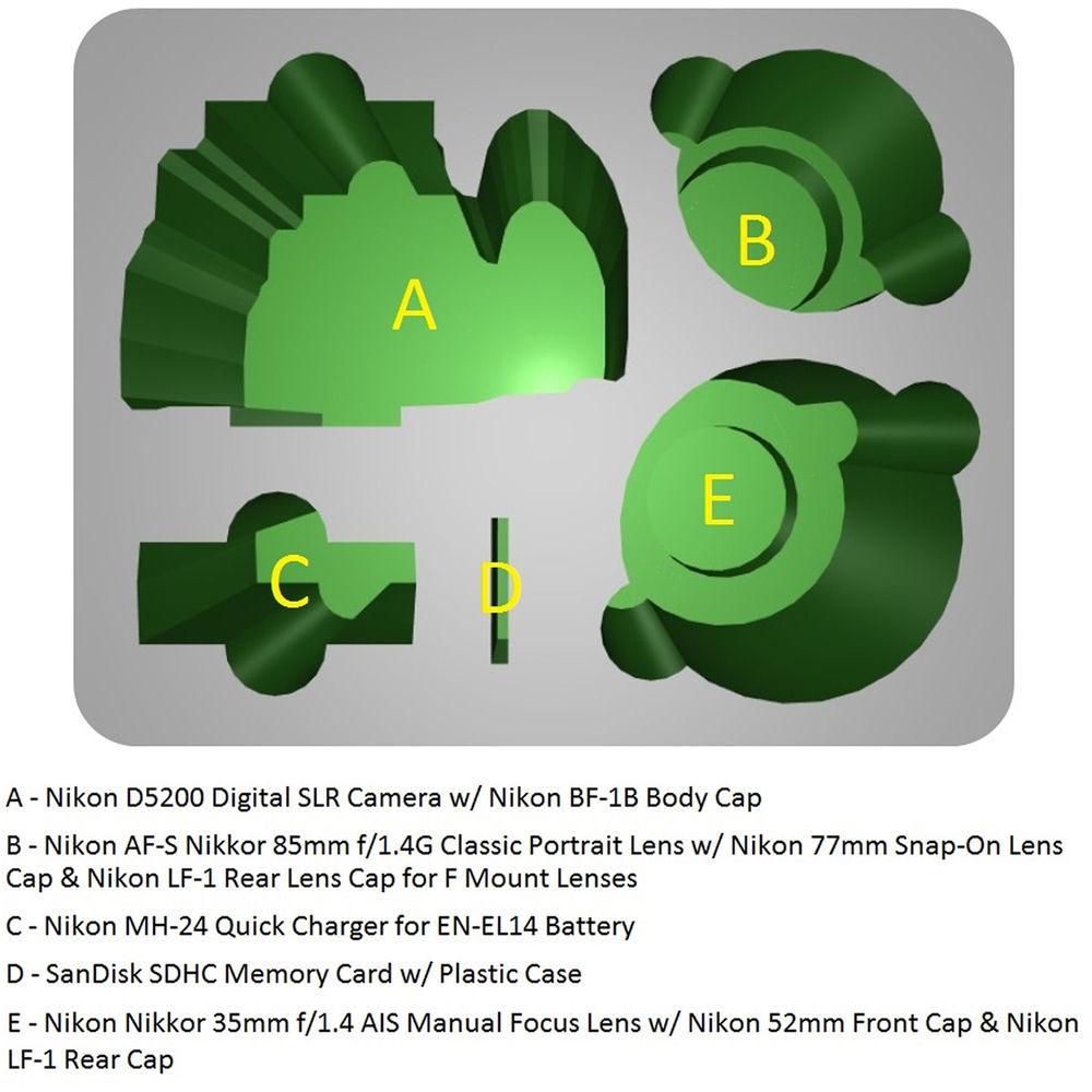 MyCaseBuilder Nikon D5200 Custom Foam Insert for Pelican 1300 Case