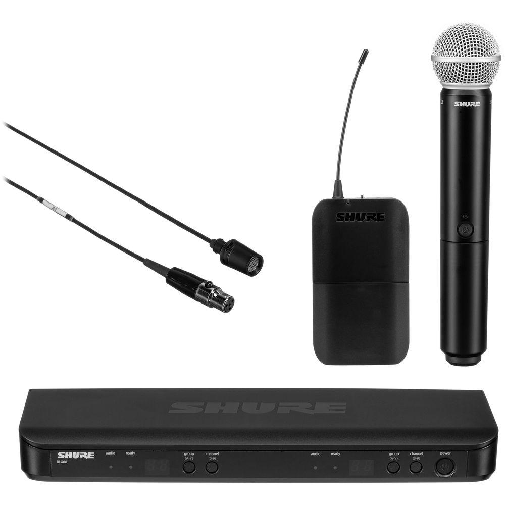 Shure BLX1288 CVL Dual-Channel Handheld & Lavalier Combo Wireless Mic System