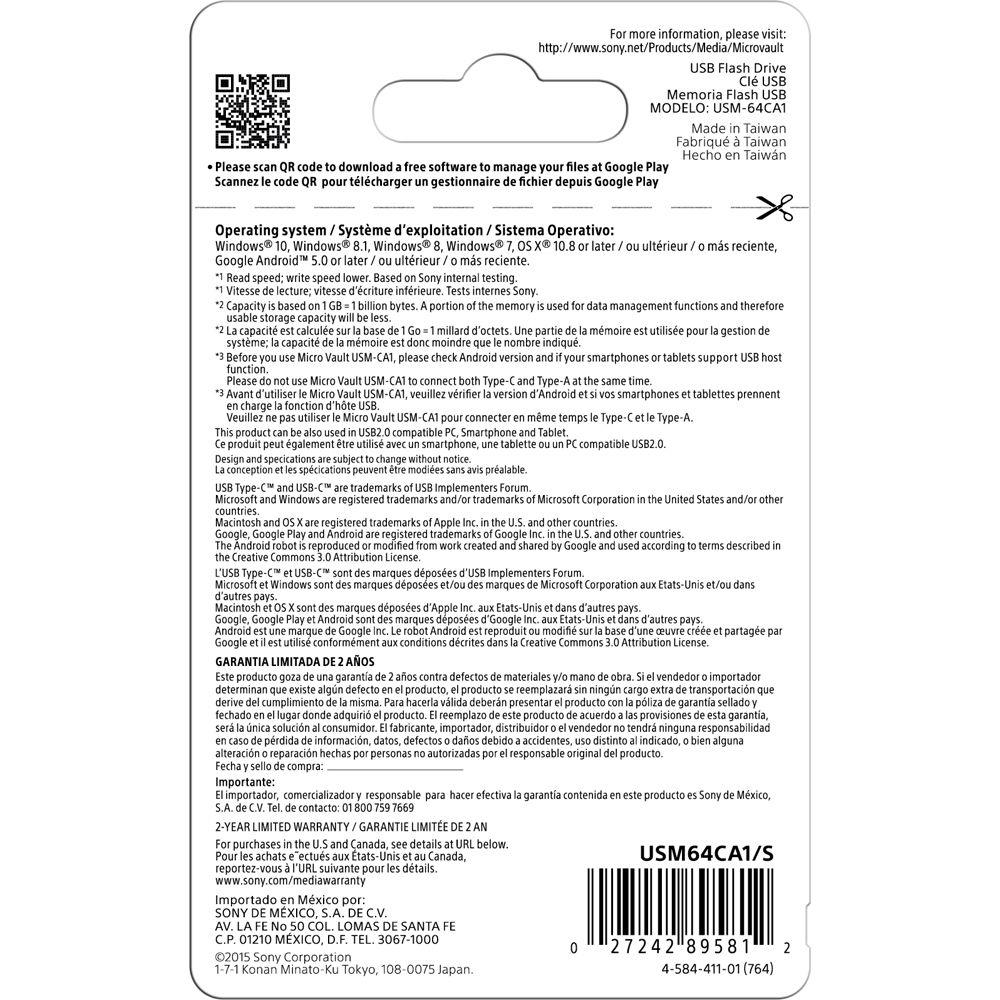 Sony 64GB USB 3.0 Type-C USB Type-A Dual-Connection Flash Drive