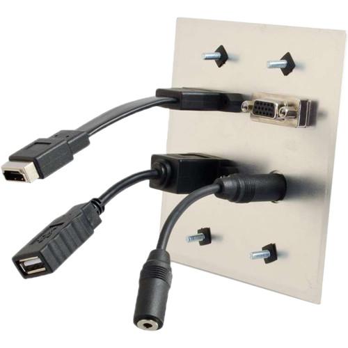 C2G Double-Gang Wall Plate with HDMI, VGA, USB, & 1 8" Stereo Pass-Through