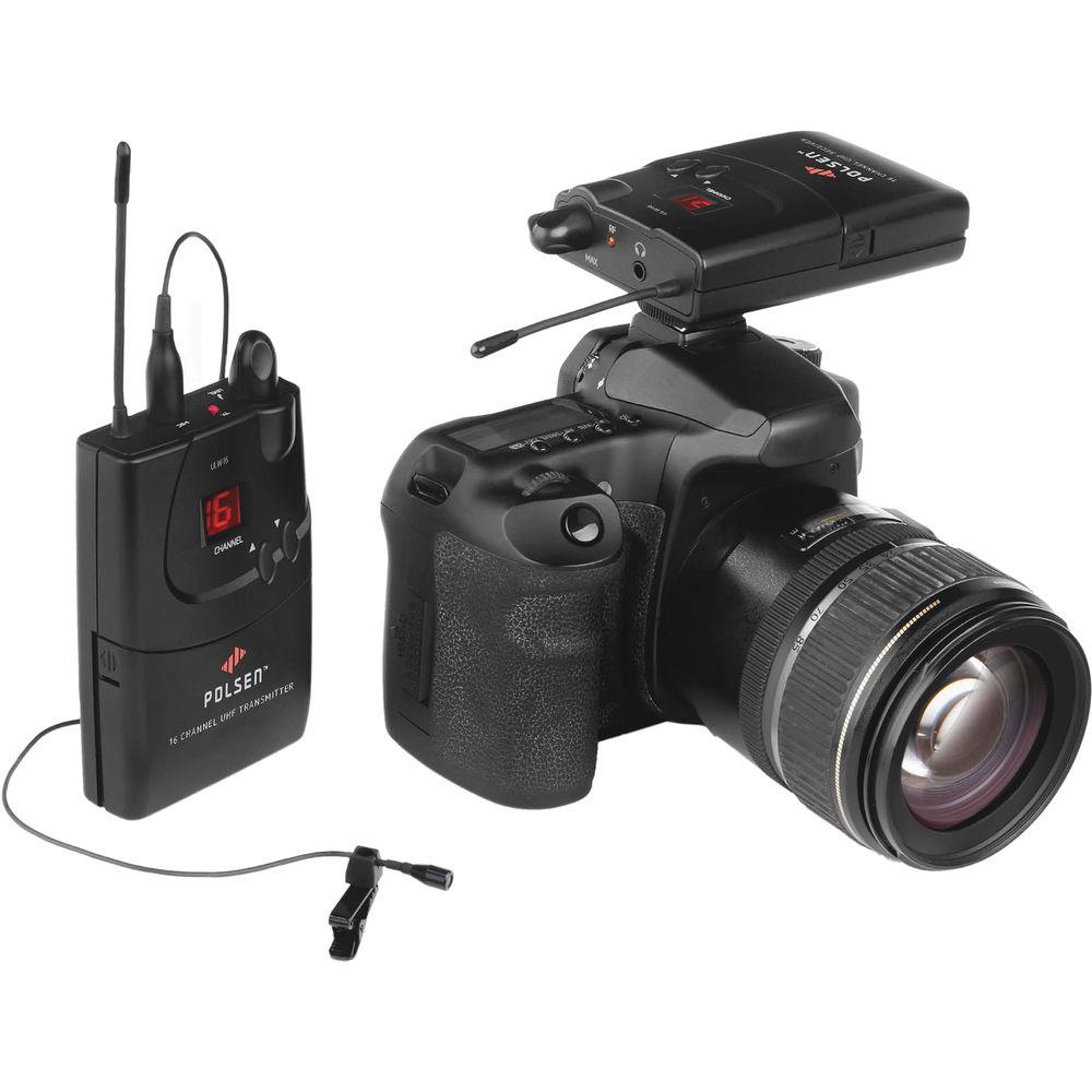 Polsen ULW-16 16-Channel Camera-Mountable UHF Wireless System with PL-4 Lavalier Microphone -