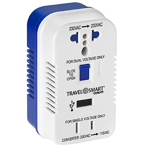 Travel Smart by Conair 2-Outlet 1875W Converter Set with USB Port and 4 Adapter Plugs