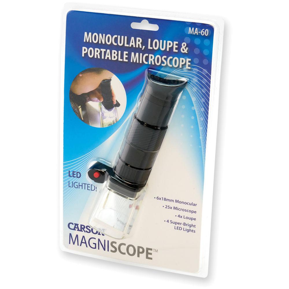 Carson MagniScope 3-in-1 LED Monocular, Loupe, and Microscope