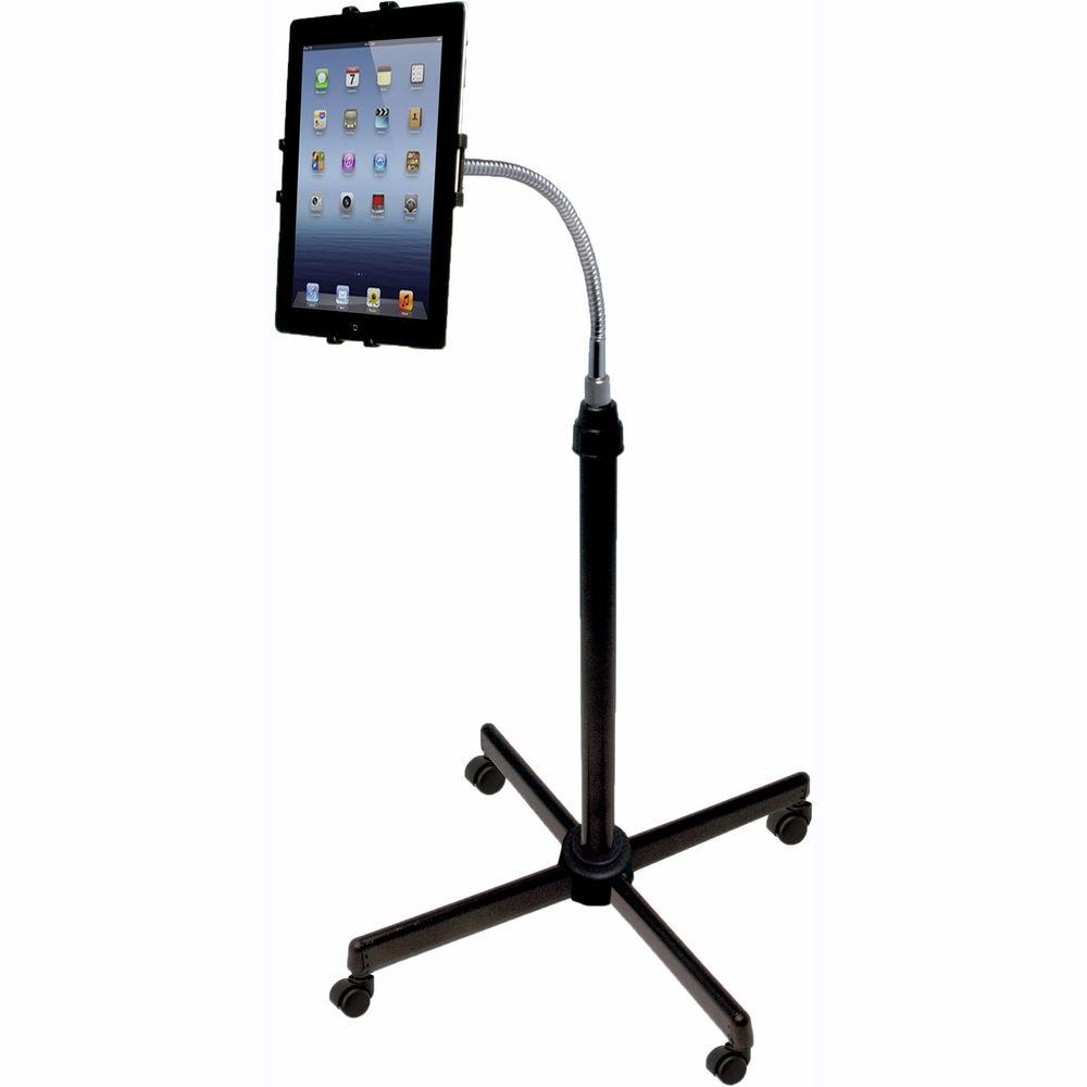 CTA Digital Height-Adjustable Gooseneck Stand with Casters for iPad and Tablets