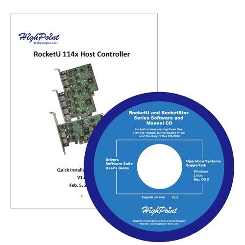 HighPoint RocketU 1144D 4-Port USB 3.0 PCIe 2.0 x4 HBA Controller Card