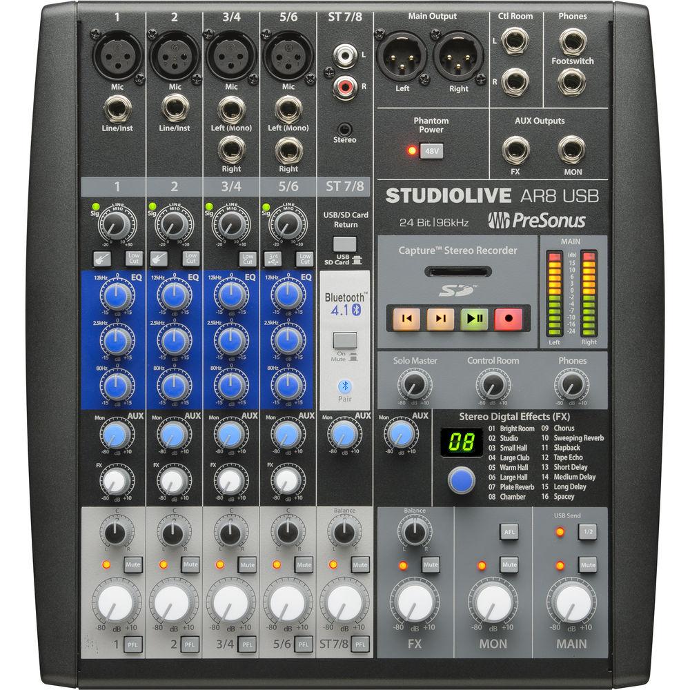 PreSonus StudioLive AR8 USB 8-Channel Hybrid Performance and Recording Mixer
