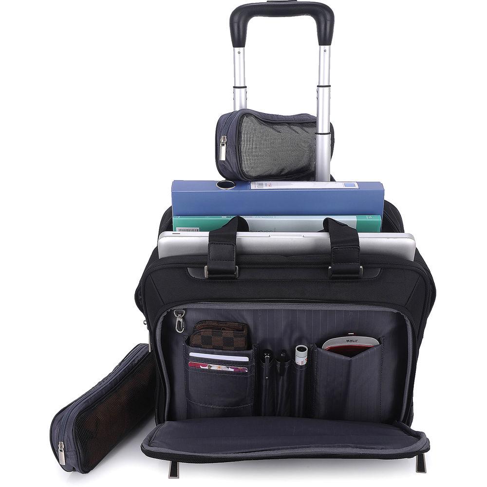 ECO STYLE Tech Exec Rolling Case with iPad Tablet Pocket for Up to 15.6" Laptop