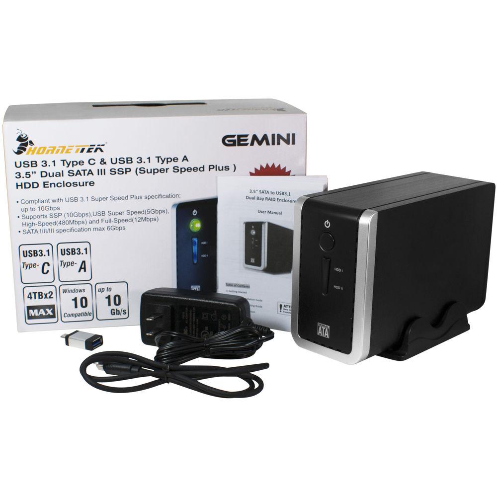 HornetTek Gemini 2-Bay USB 3.1 RAID Enclosure