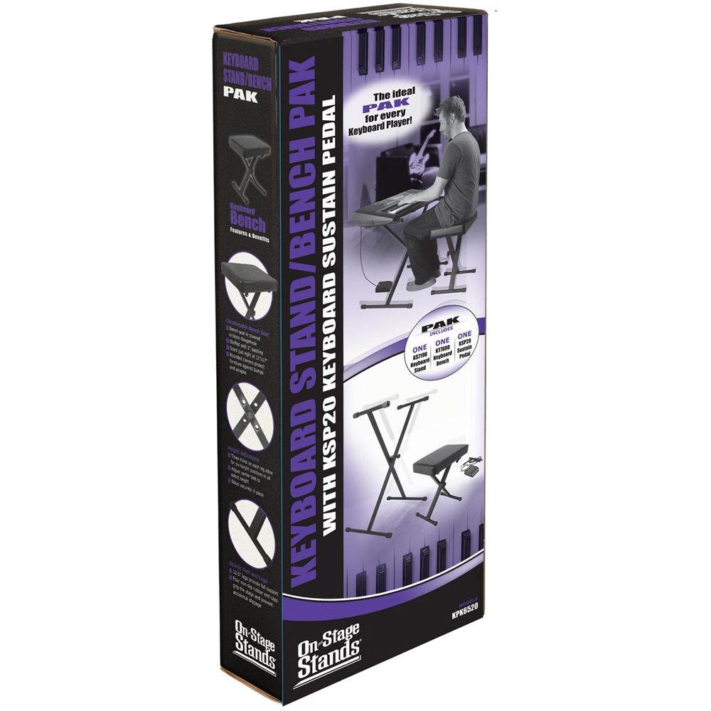 On-Stage Keyboard Stand Bench Pak with KSP20 Sustain Pedal