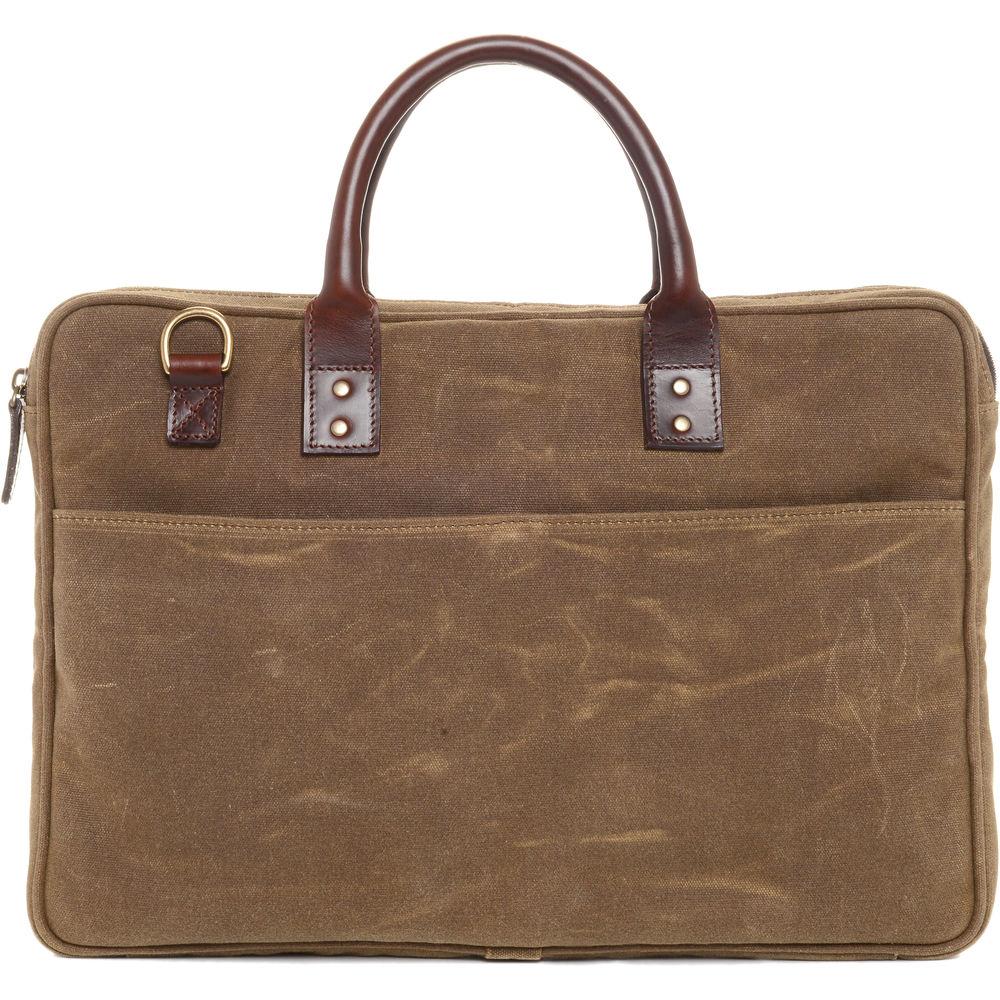 ONA The Kingston 15" Laptop Briefcase Waxed Cotton with Leather Accents 
