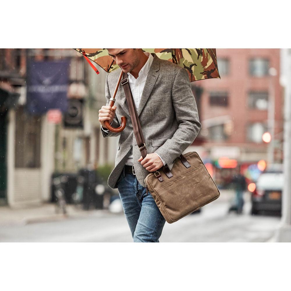 ONA The Kingston 15" Laptop Briefcase Waxed Cotton with Leather Accents 